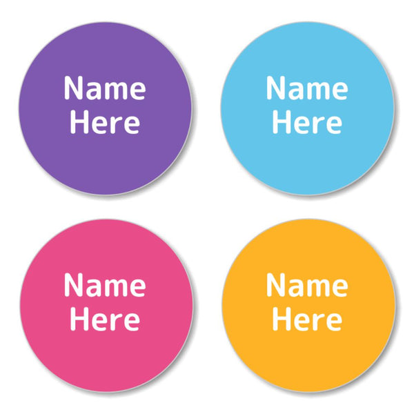 Multi Colour - Vivid Round Name Labels 30pk