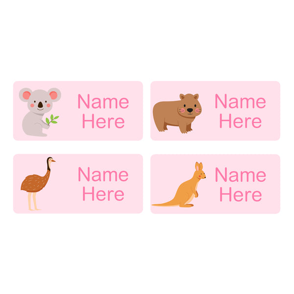 Aussie Animals Rectangle Name Labels 32pk