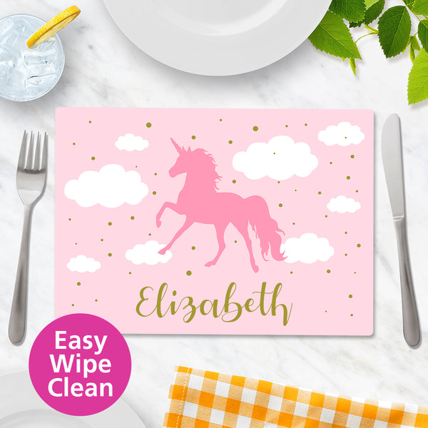 Pink Unicorn Wipe Clean Placemat - Small