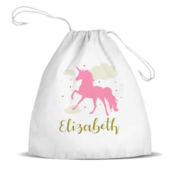 Pink Unicorn Premium Drawstring Bag