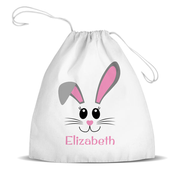 Pink Bunny Face Premium Drawstring Bag