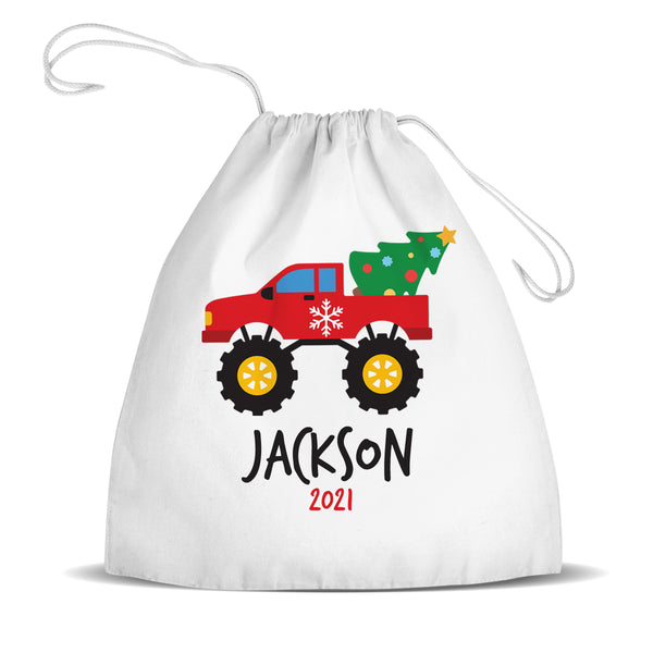 Red Monster Truck Premium Drawstring Bag