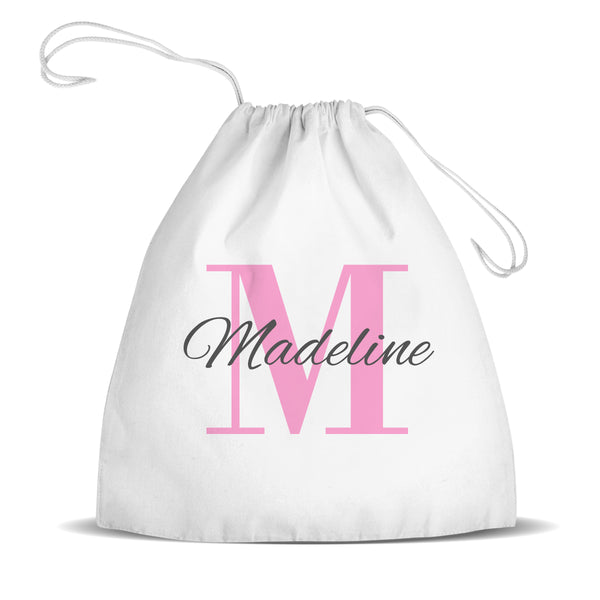 Pink Monogram Premium Drawstring Bag