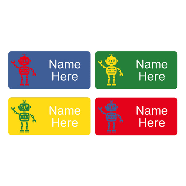 Robot Rectangle Name Labels 32pk