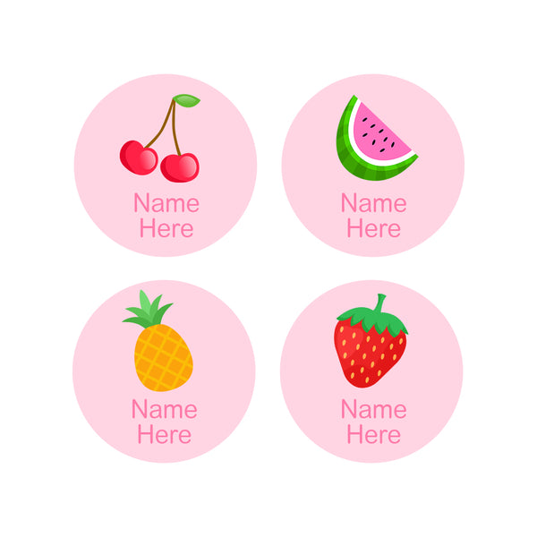 Tropical Fruit Round Name Labels 30pk