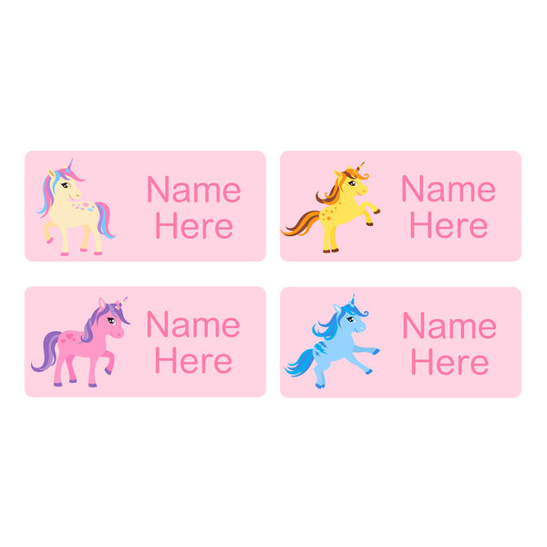 Unicorn Rectangle Name Labels 32pk