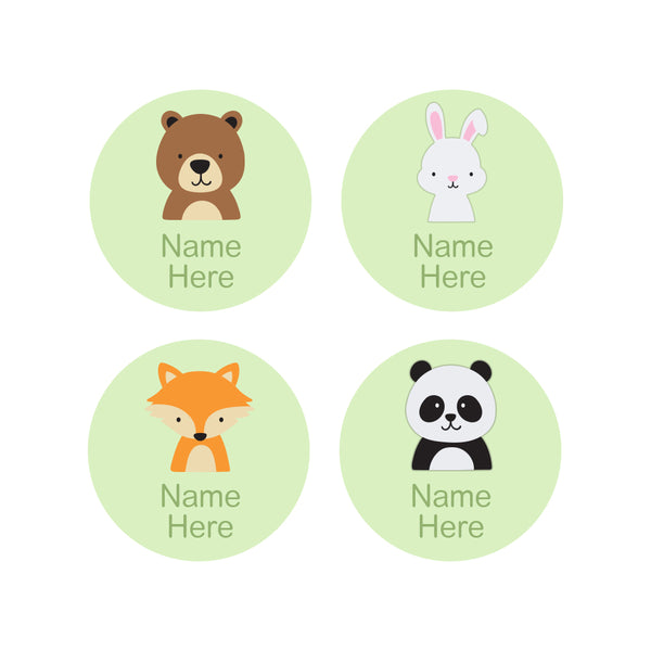 Woodland Animals Round Name Labels 30pk