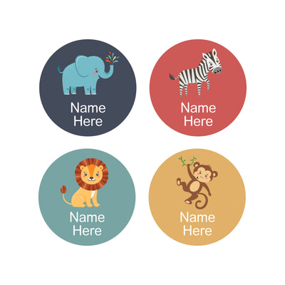 Zoo Animals Round Name Labels 30pk