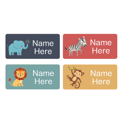 Zoo Animals Rectangle Name Labels 32pk