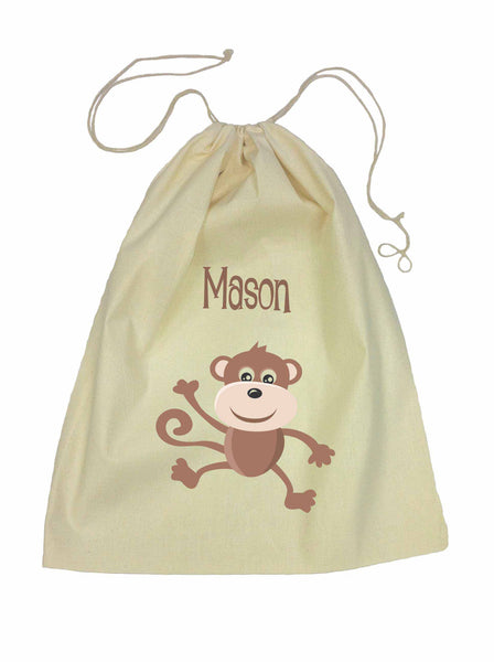 Calico Drawstring Bag - Brown Monkey