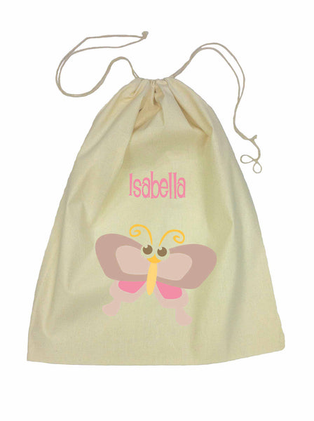 Calico Drawstring Bag - Brown Butterfly