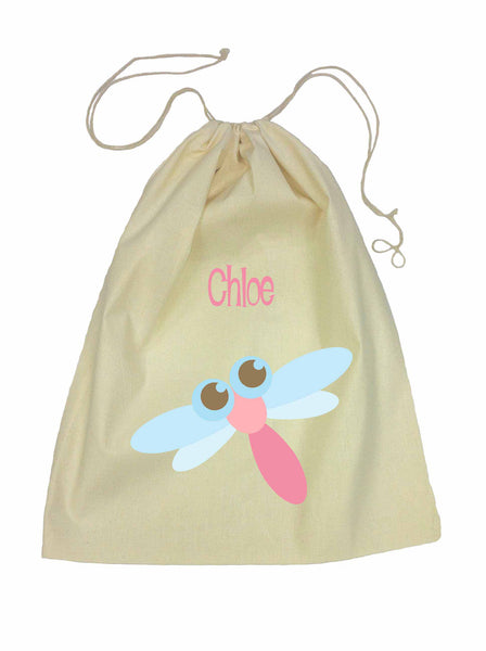 Calico Drawstring Bag - Dragonfly