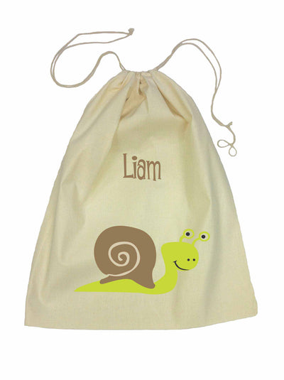 Calico Drawstring Bag - Green Snail