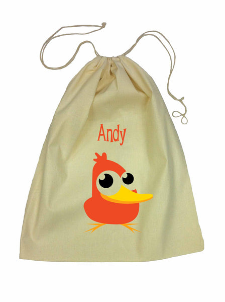 Calico Drawstring Bag - Orange Duck