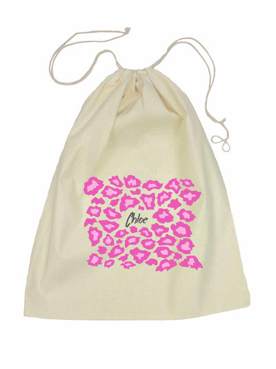 Calico Drawstring Bag - Pink Leopard