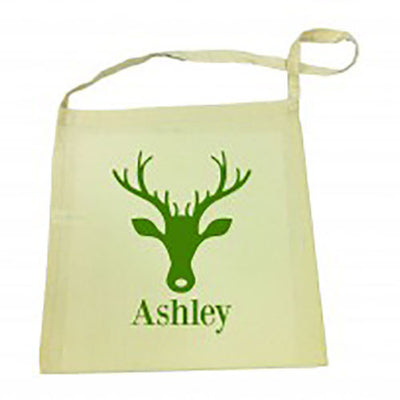 Green Reindeer Christmas Calico Tote Bag