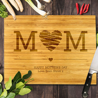 Mum Heart Bamboo Cutting Board 12x16"