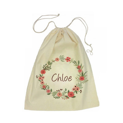 Calico Drawstring Bag - Flower Wreath