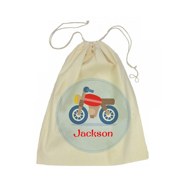 Calico Drawstring Bag - Motorbike