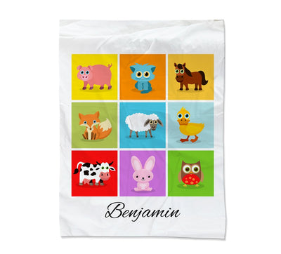 Farm Animal Collage Blanket - Large