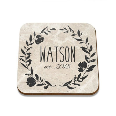 Flower Wreath Square Coaster - Single