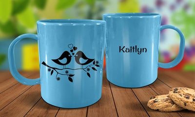 Two Birds Plastic Mug - Blue