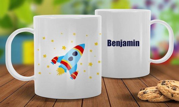 Rocket White Plastic Mug