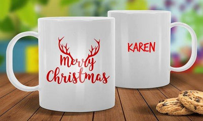 Antler White Christmas Plastic Mug