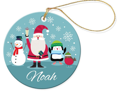 Santa Friends Round Porcelain Ornaments